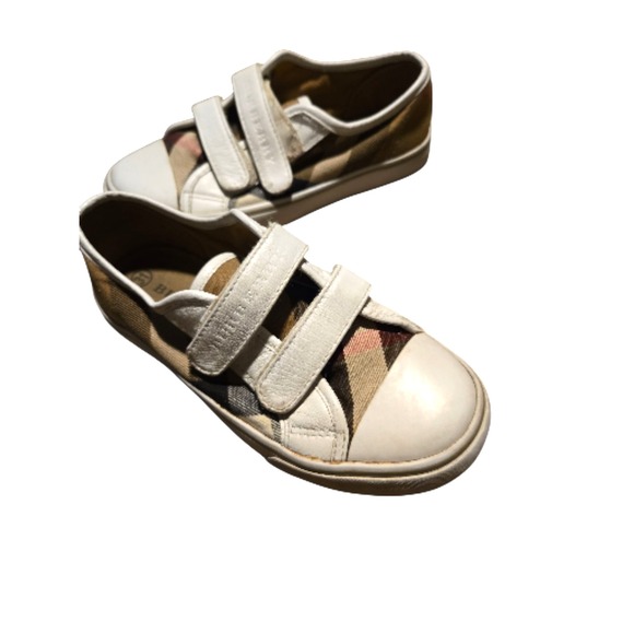 BURBERRY Kids White Nova Check Sneakers Casual Shoes Grip Strap EUR 31 - Picture 3 of 13